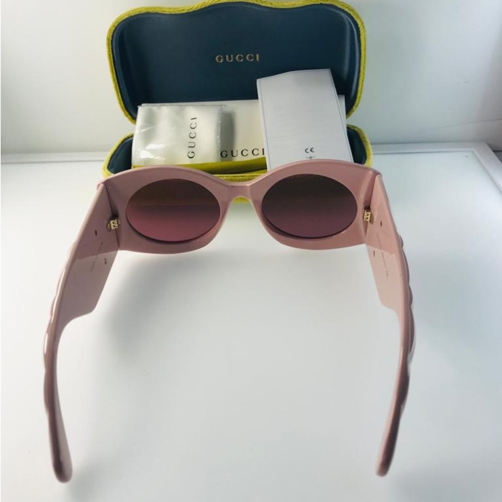 NEW🔥GUCCI Pink Gg0810s 003 New Square-frame Injection Sunglasses - Picture 9 of 16
